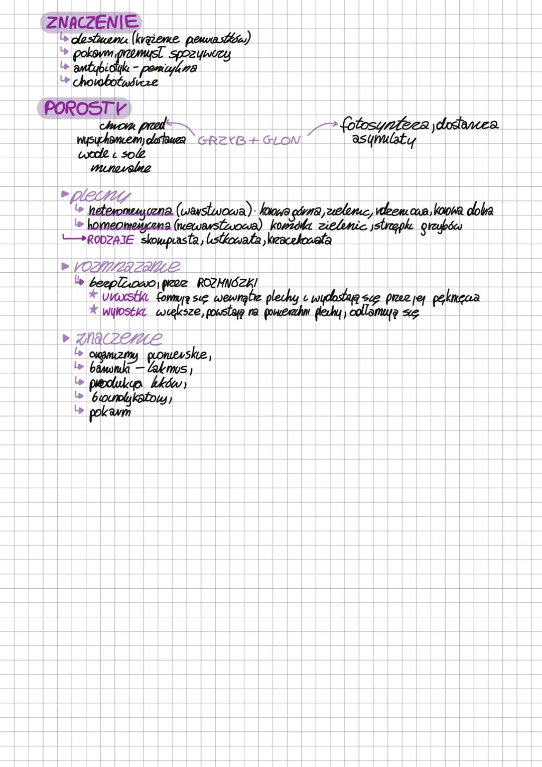 --- OCR Start ---
grzyby
~cudzożywne organizmy eukamotyczne
~ściana komórkowa chityna
~związki zapasowe glikogen, wolutyna, tłuszcze
~plecho