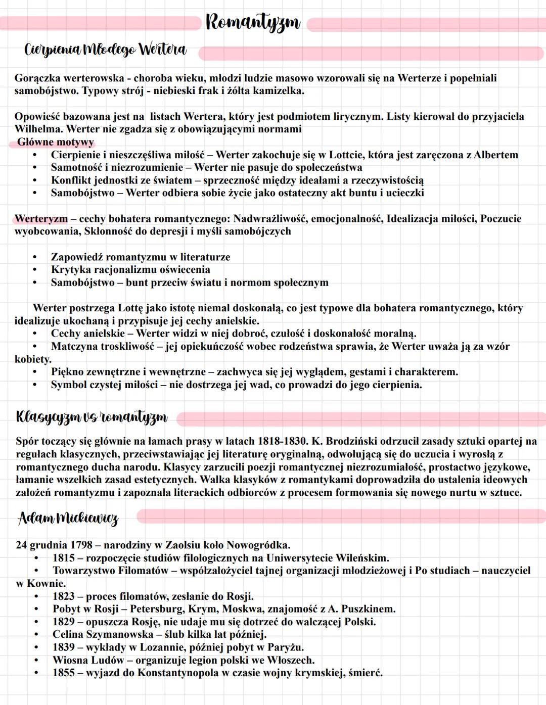 Romantyzm notatka do matury
