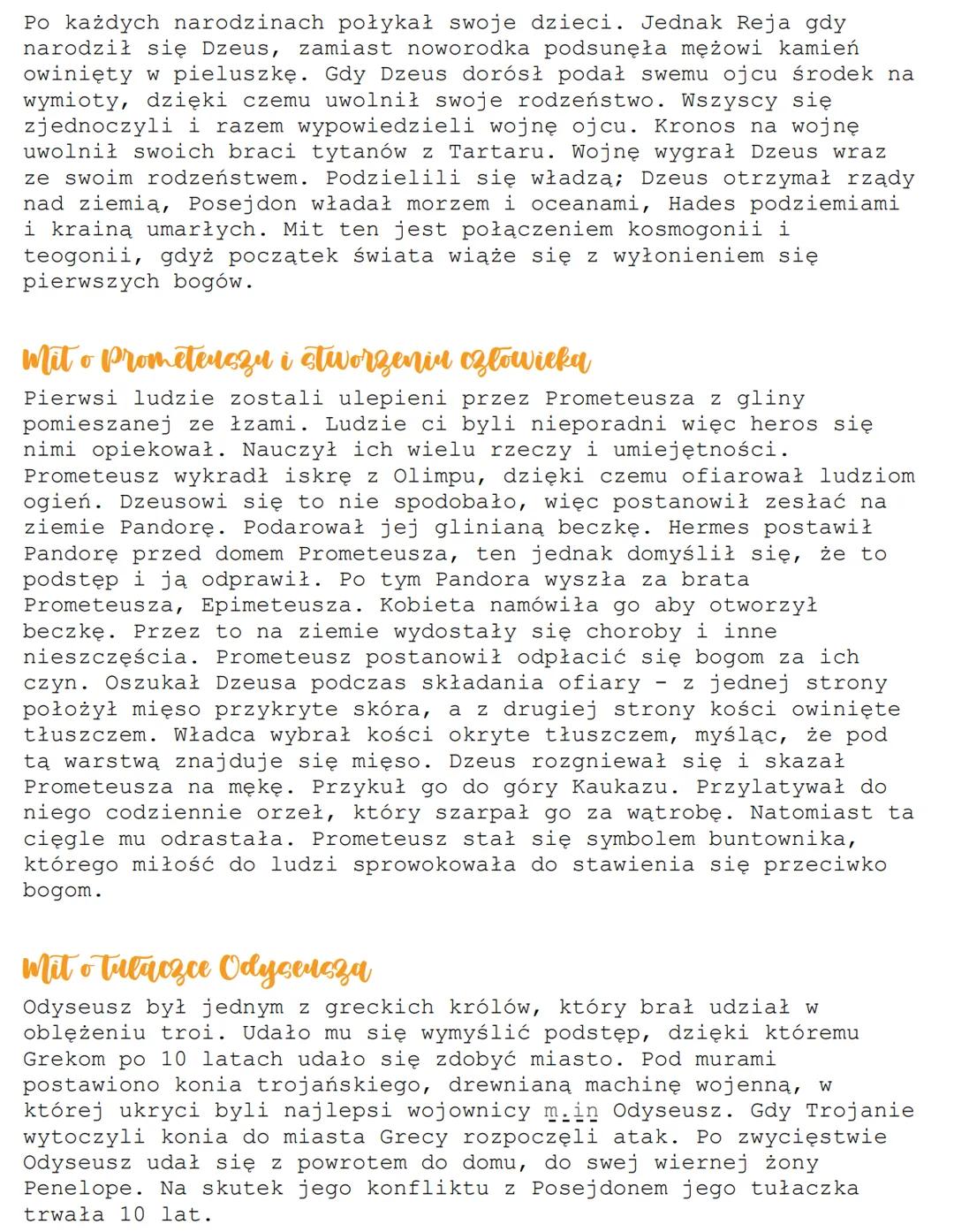 --- OCR Start ---
Mitologia
-Jan Parandowski
Mit jest to opowieść o bogach, herosach, legendarnych
bohaterach i nadnaturalnych wydarzeniach,