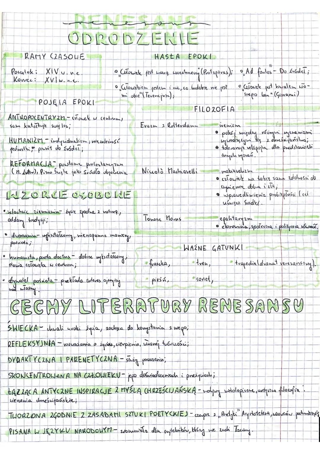 --- OCR Start ---
RENESANS
ODRODZENIE
RAMY CZASOWE
Pouglek: XIV w.n.e.
Komec: XVI w.n.e.
HASTA EPOKI
• Człowiek jest miarą wszechrzeczy (Pro