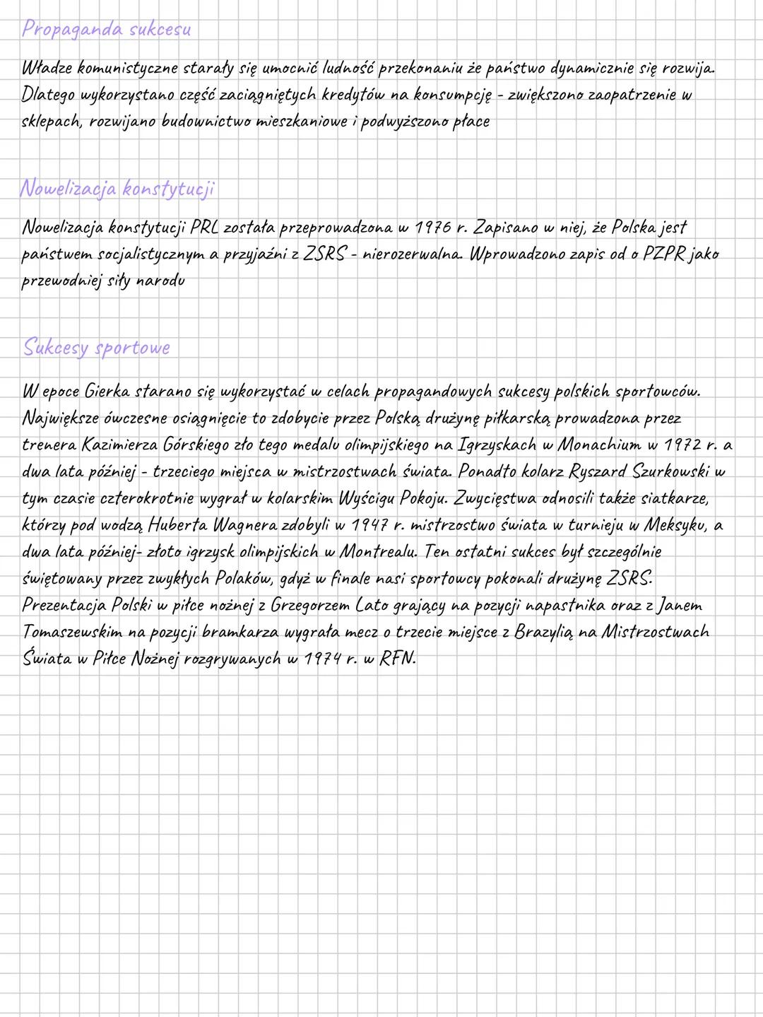 # Polska w czasach Gierka
Druga Polska Edwarda Gierka
Posunięciu Gomułki od władzy funkcję pierwszego sekretarza kc PZPR objął Edward Gier