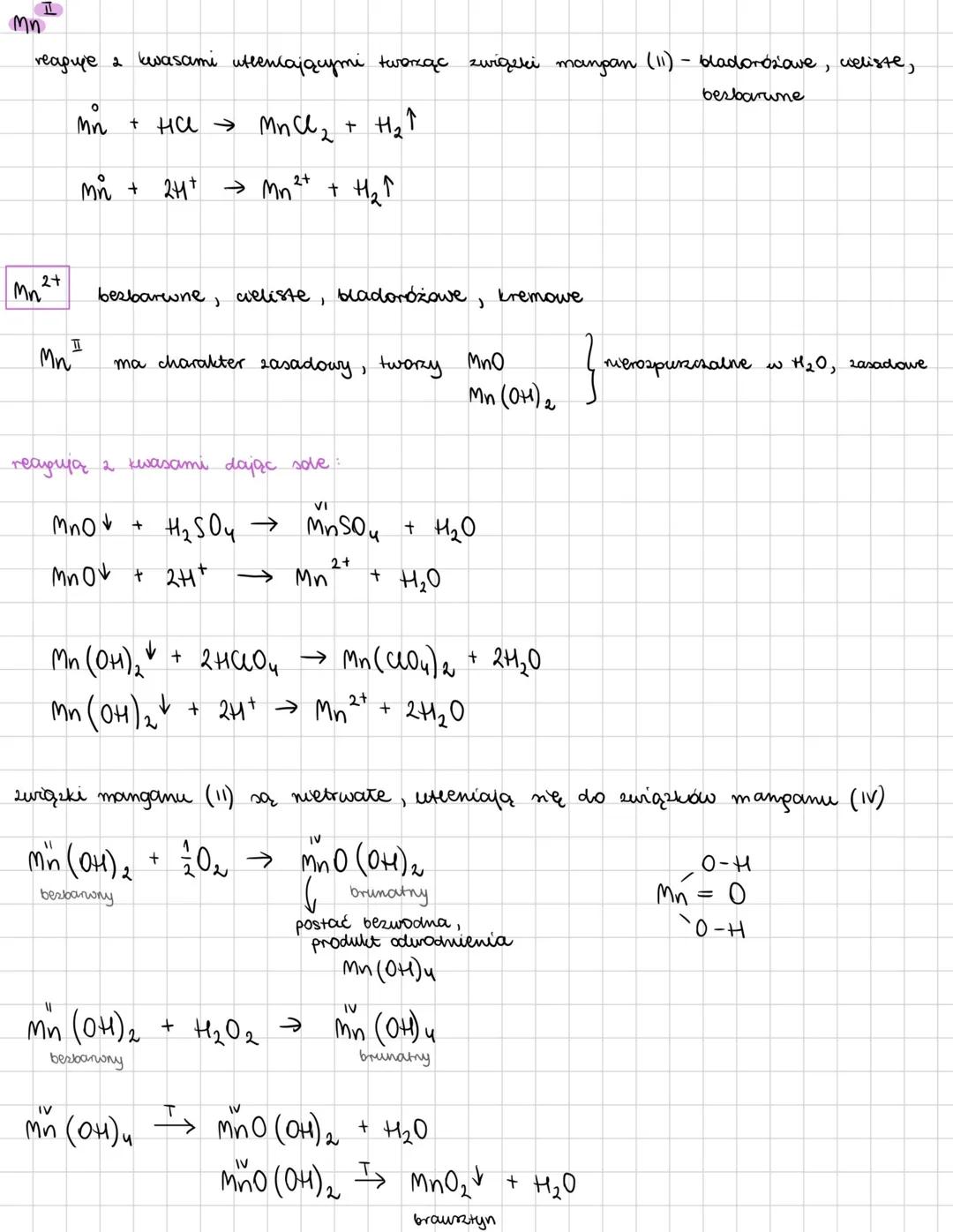 # MANGAN
srebrzystobiaty metal 2 różowym potyslewem, średioaktywny
25 Mn :
$1s^2 2s^2 2p^6 3s^2 3p^6 4s^2 3d^5$
↑↓
↑↑↑↑↑
èè walencyjne
25