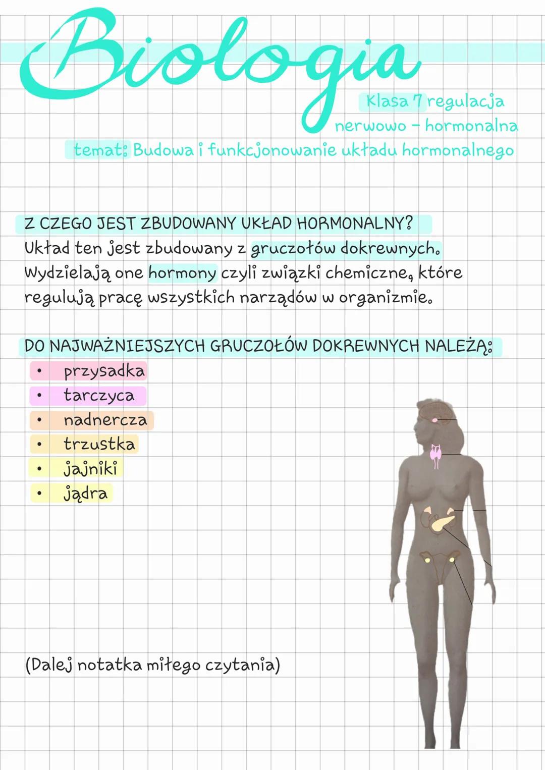Biologia klasa 7 dział 7 temat 1 Budowa i funkcjonowanie układu hormonalnego