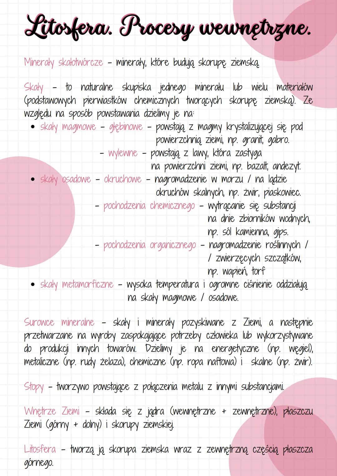 Litosfera. Procesy wewnętrzne.