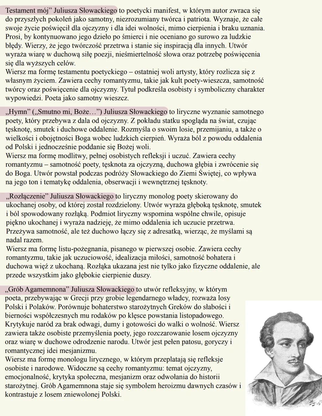 # „Uspokojenie" Juliusza Słowackiego to refleksyjny utwór, w którym poeta
próbuje pogodzić się z losem Polski i własnym cierpieniem. Po
wcz