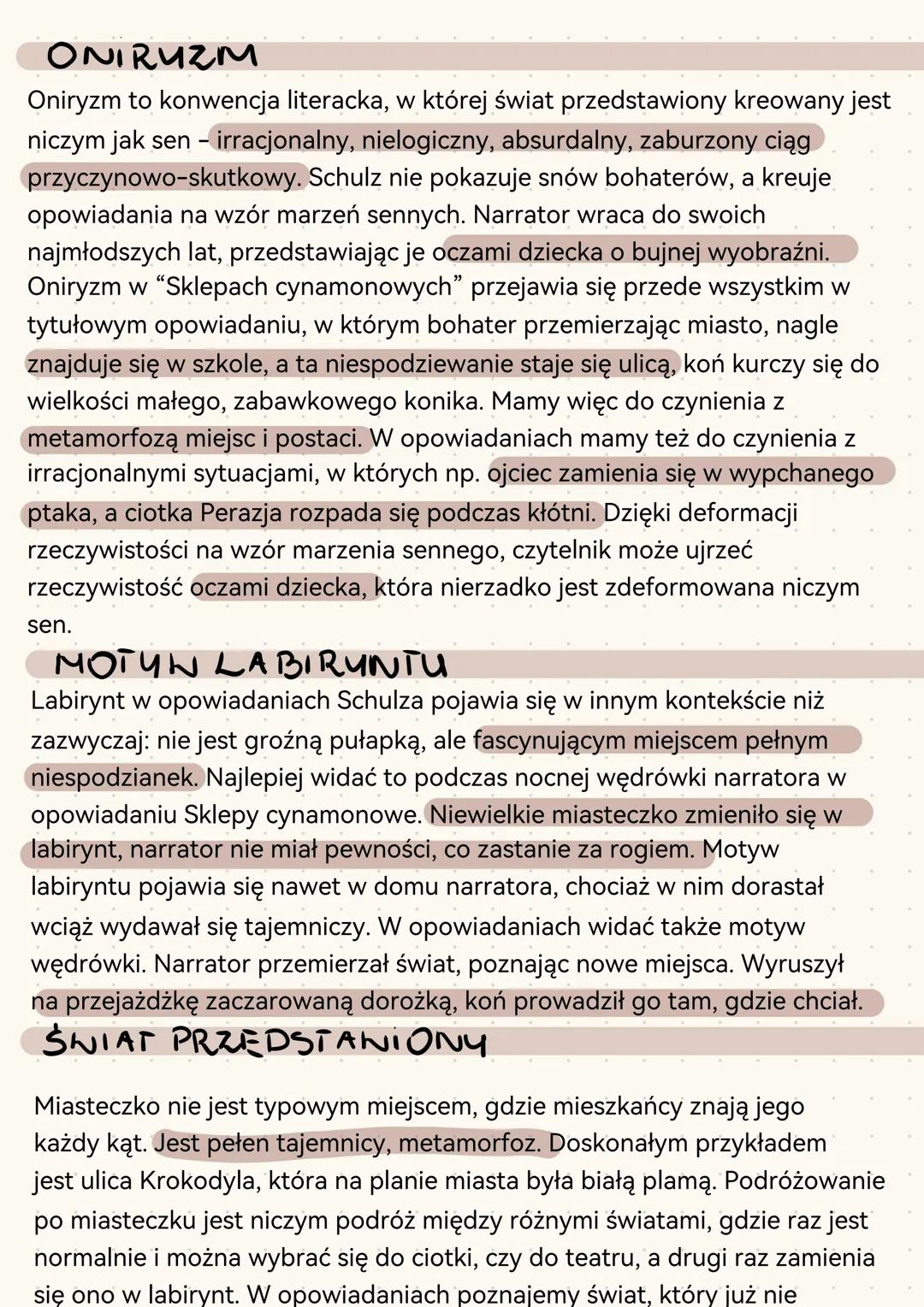 --- OCR Start ---
Sklepy cynamonowe
SYMBOLIKA
Tytuł cyklu nie jest przypadkowy - sklepy cynamonowe były ulubionym
miejscem narratora. Kiedy