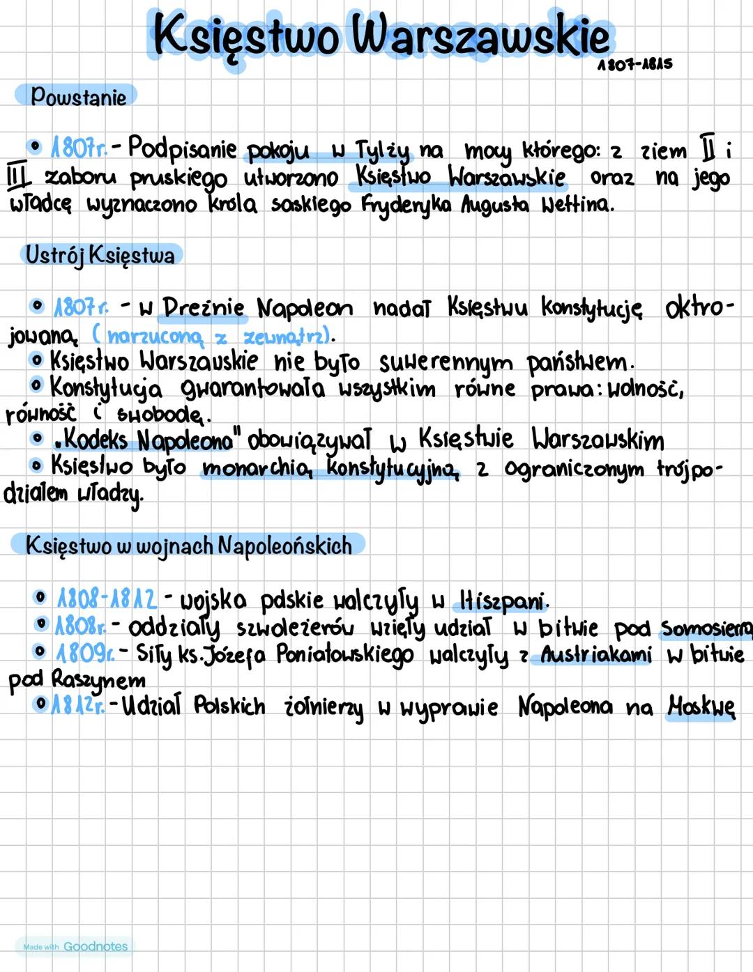 # Księstwo Warszawskie
A807-ABAS
Powstanie
• 1807r-Podpisanie pokoju w Tylży na moy którego: z ziem I i
IIzaboru pruskiego utworzono Księ