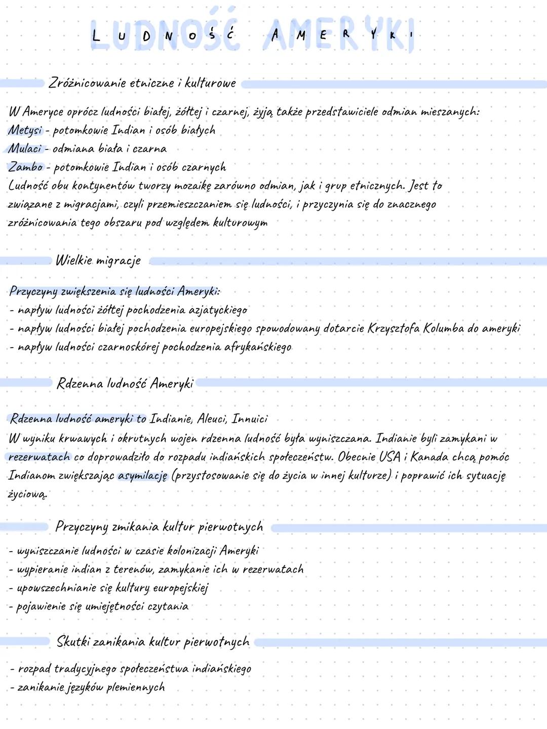 Ludność Ameryki kl. 8