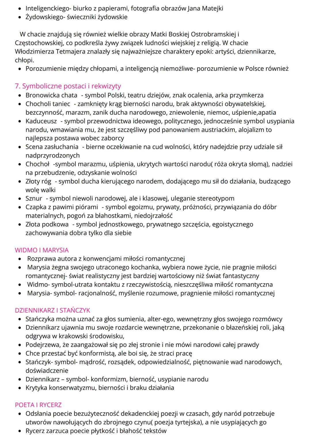 --- OCR Start ---
1.Obraz polskiej inteligencji
Wesele
• Zachwycają się wsią, przyrodą, wiejską ciszą, strojami, obyczajami, ale są to tylko