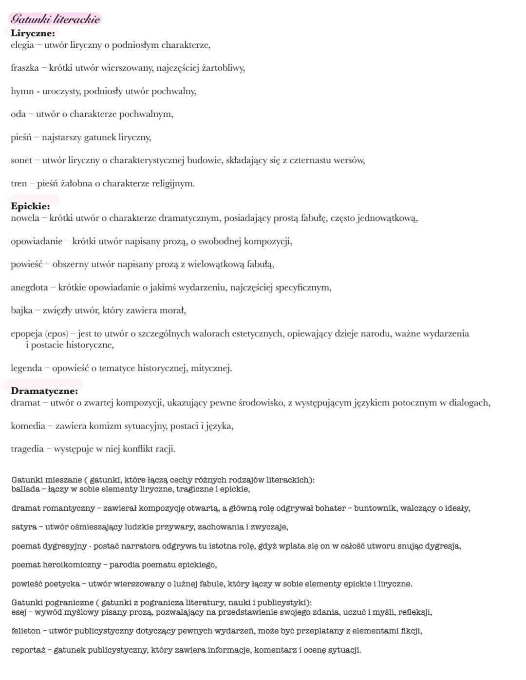 # RODZAJE LITERACKIE
## Epika
Utwory przedstawiające wydarzenia, które mogą być zmyślone lub prawdziwe. O wydarzeniach opowiada narrator,