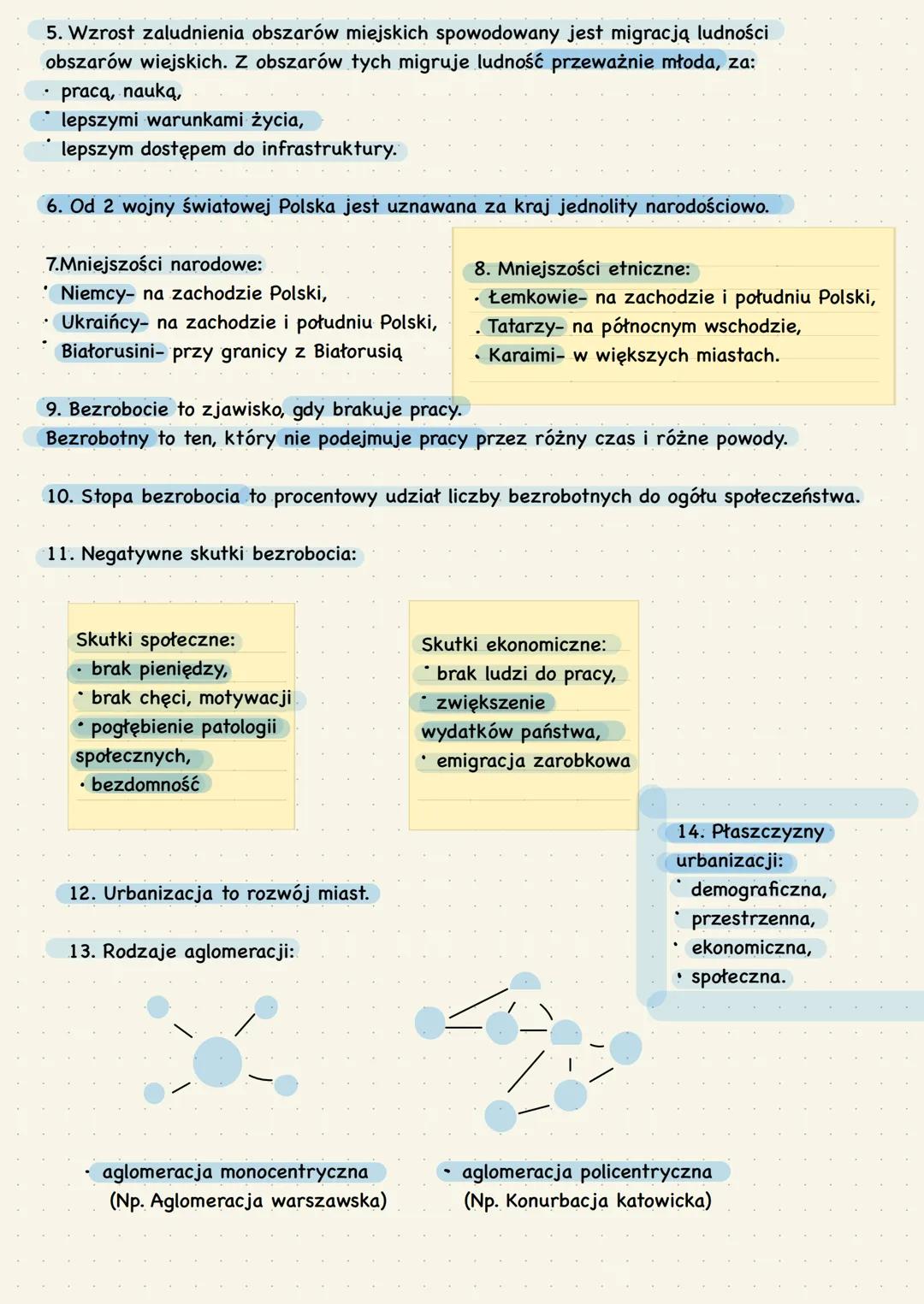 # Ludność i urbanizacja
w Polsce
1. Wyż demograficzny występuje wtedy, gdy przyrost naturalny jest dodatni.
Niż demograficzny występuje wt