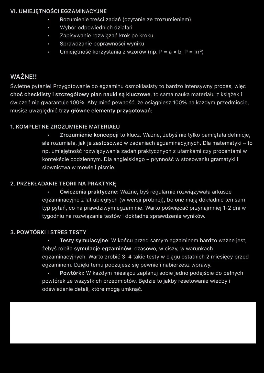 --- OCR Start ---
Egzamin 8-klasisty z matematyki
Wstępny plan
Etap 1: Maj-Sierpień 2025 (powtórka lekka + nadrabianie)
Spokojne przypomnien