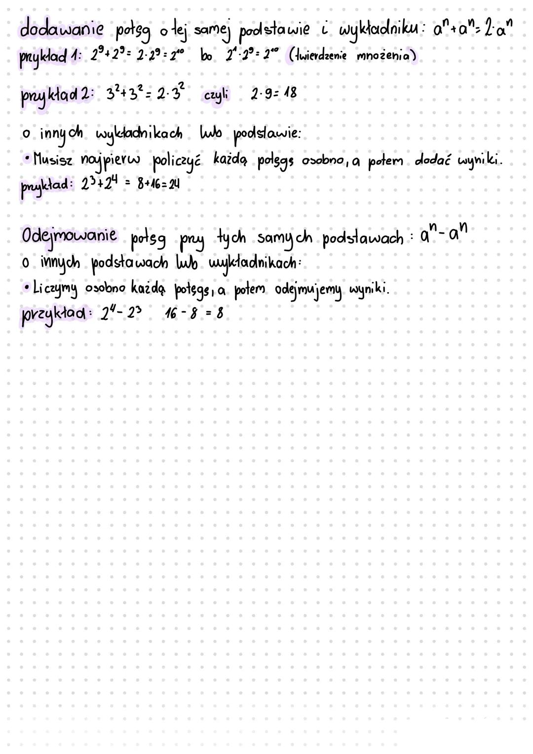 # Potęgi
Najważniejsze potęgi:
12-1 42-16 72-49 102-100 133-169
22-4 52-25 82-64 112-121 142-196
32-9 62-36 92-81 122-144 152-225
13-1 43