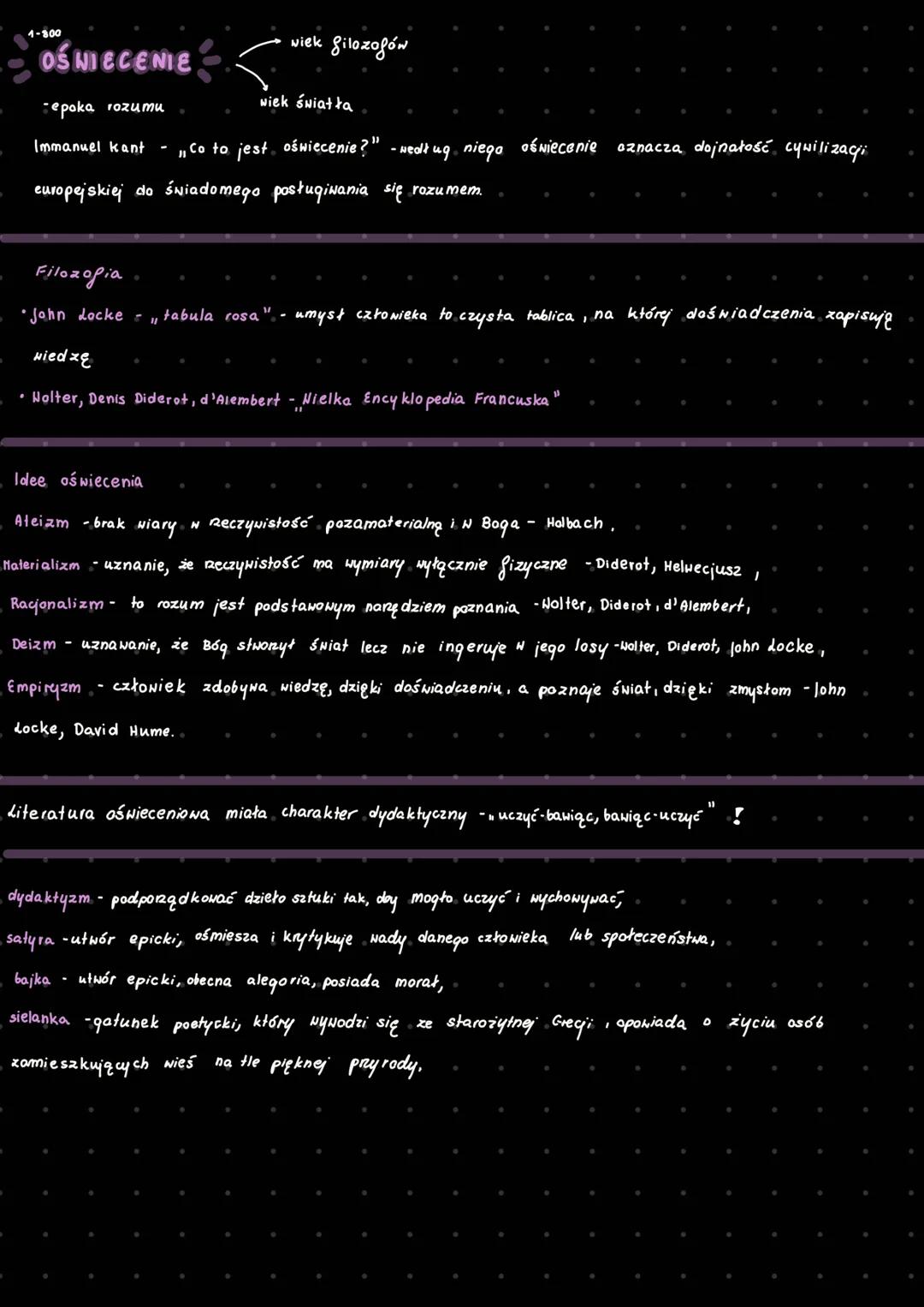 --- OCR Start ---
1-800
OŚNIECENIE
-epoka rozumu
Immanuel kant
wiek gilozofón
wiek światła
Co to jest oświecenie?" - według niego oświecenie