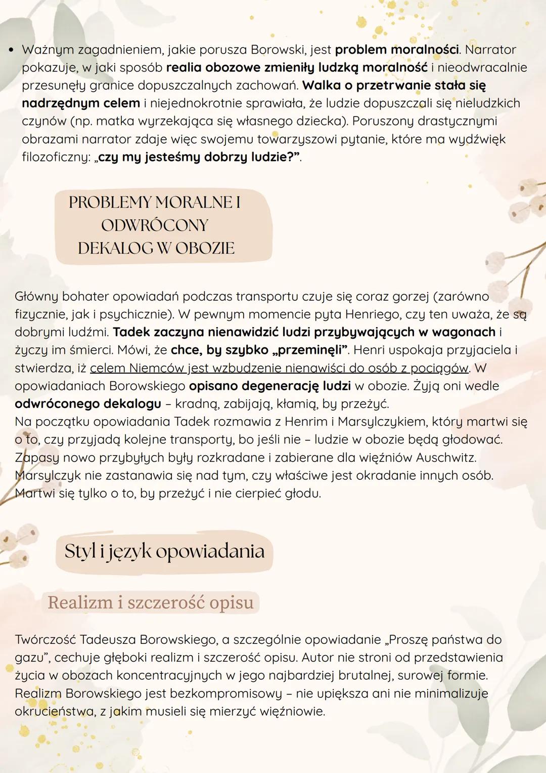 # Proszę państwa do gazu
Tadeusz Borowski
CZAS AKCJI
* czasy II wojny światowej
* w opowiadaniu nie ma konkretnej daty, wiadomo tylko