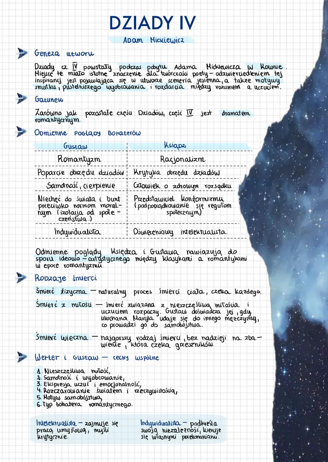 # DZIADY IV
Adam Mickiewicz
Geneza utworu
Dziady cz. IV powstały podczas pobytu, Adama Mickiewicza w Kownie.
Miejsce te miato istotne znac