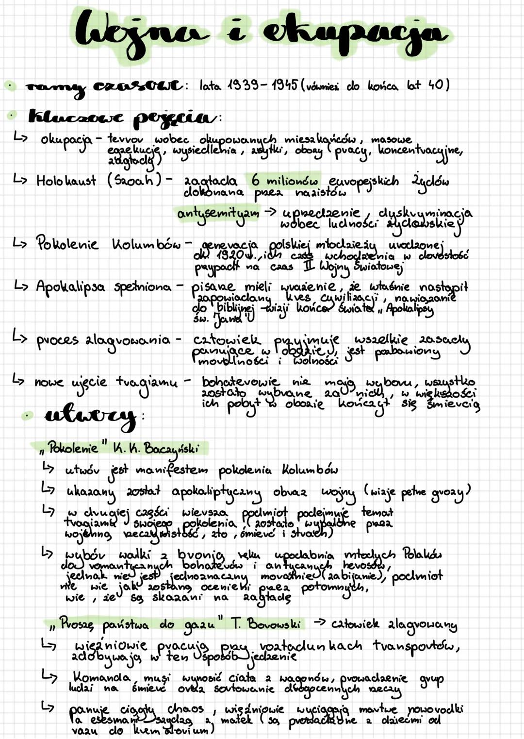 # bojna i ekupacja
- ramy czasowe: lata 1939-1945 (vównież do końca lat 40)
- Kluczowe pejęcia:
> okupacja - tevvov wobec okupowanych miesz
