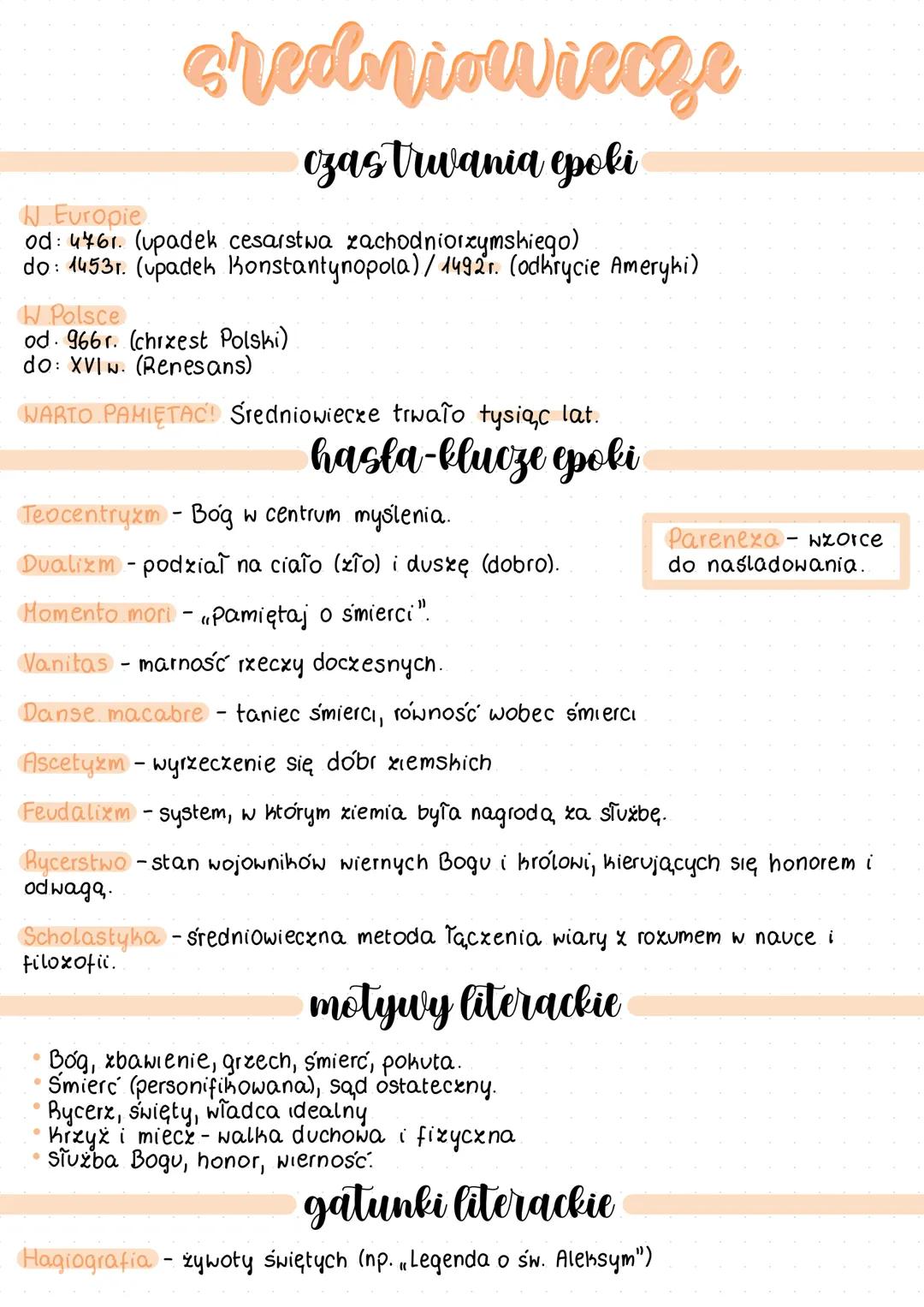 # sredniowiecze
ozas trwania epoki
W. Europie
od: 4461. (upadek cesarstwa zachodniorzymskiego)
do: 1453r. (upadek Konstantynopola)/1492r.