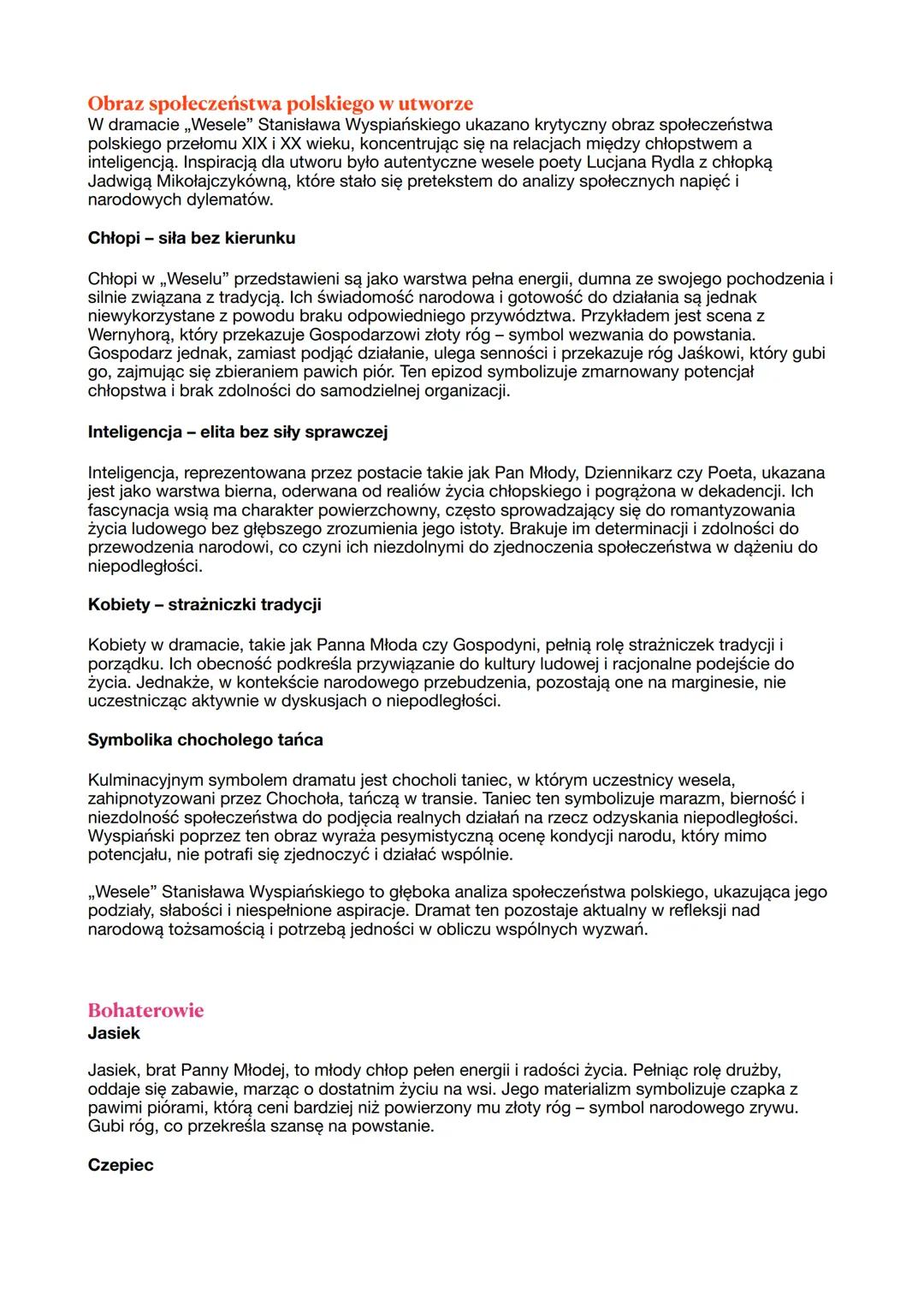 --- OCR Start ---
Wesele
Geneza wesela
Inspiracją dla Wesela było autentyczne wesele poety Lucjana Rydla z chłopką Jadwigą
Mikołajczykówną,