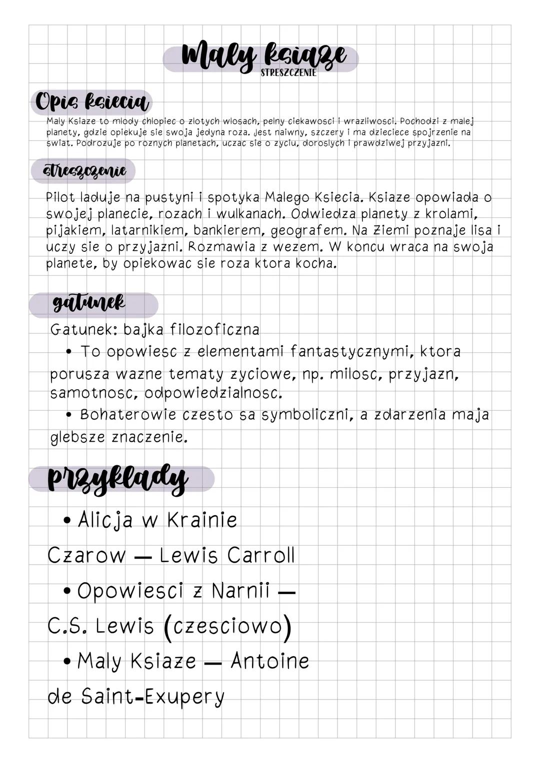 maly ksiaze streszczenie