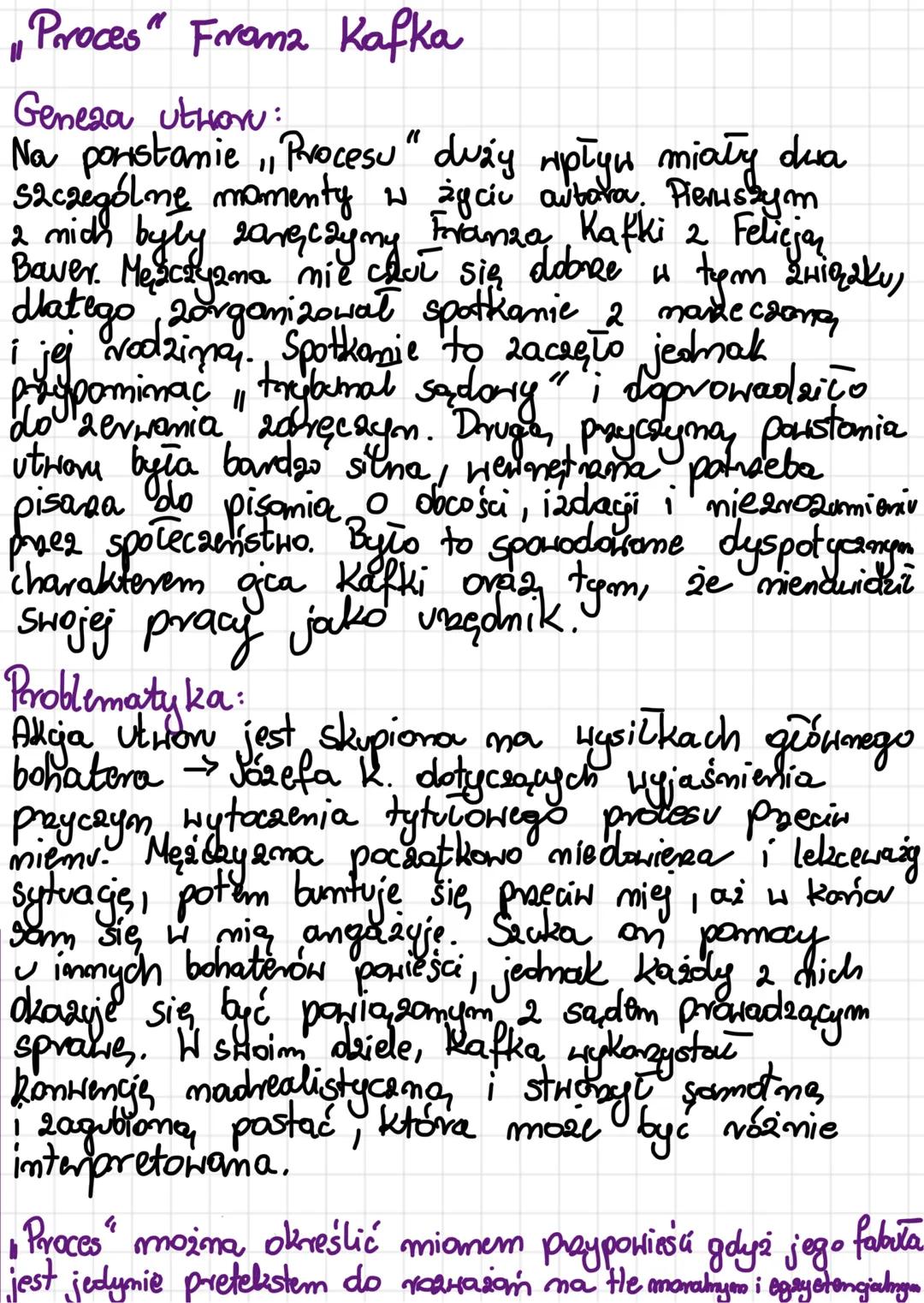 --- OCR Start ---
Proces" Frama Kafka
Geneza uthon:
Na poristamie "Procesu" duży
2
marteczona
upływ miały dwa
Szczególne momenty w życic aut
