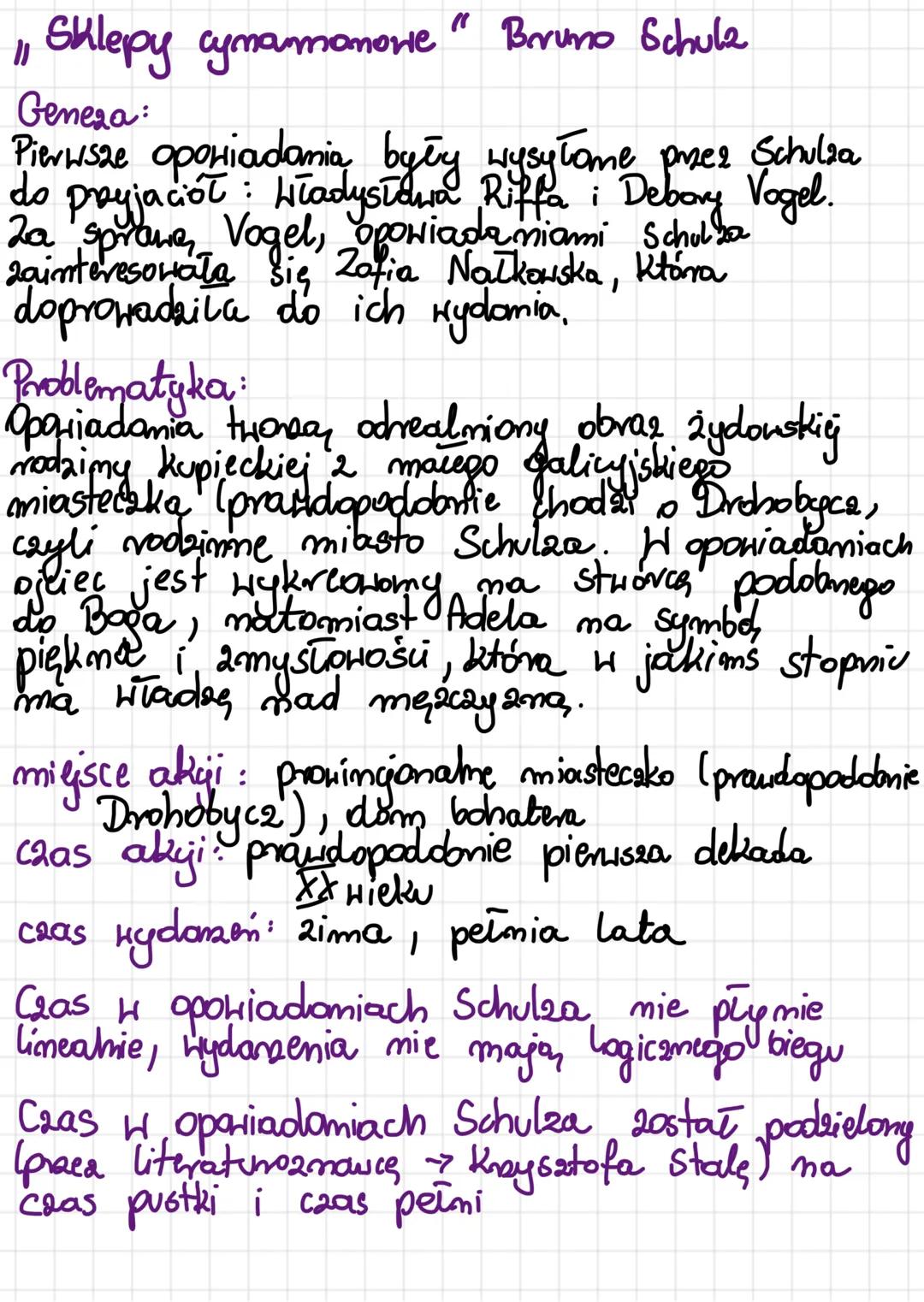 --- OCR Start ---
„Sklepy cynamonowe"
Geneza:
Pierwsze opowiadania były wysłane przez Schulza
do przyjaciół: Władysława Riffa i Debory Vogel