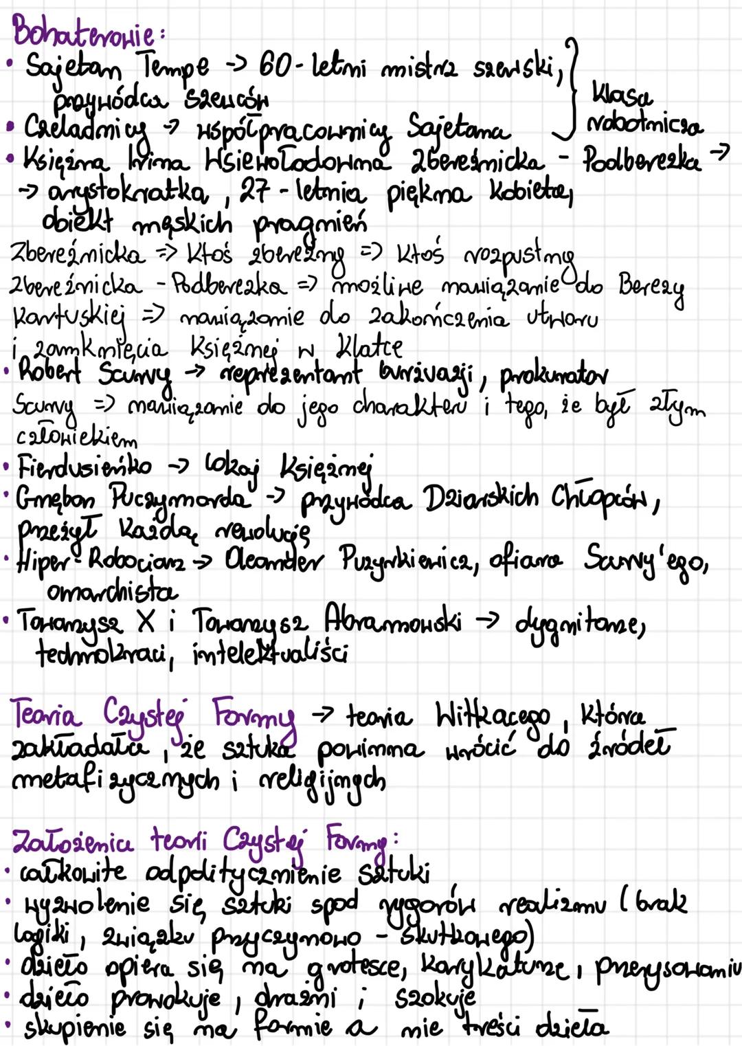 "Szerwcy" Stanisław Ignacy Witkiewicz.
Genera:
Ten dramat jest uznawany za najważniejszy utwór
sceniczny. Powstawał przez siedem lat: od 1