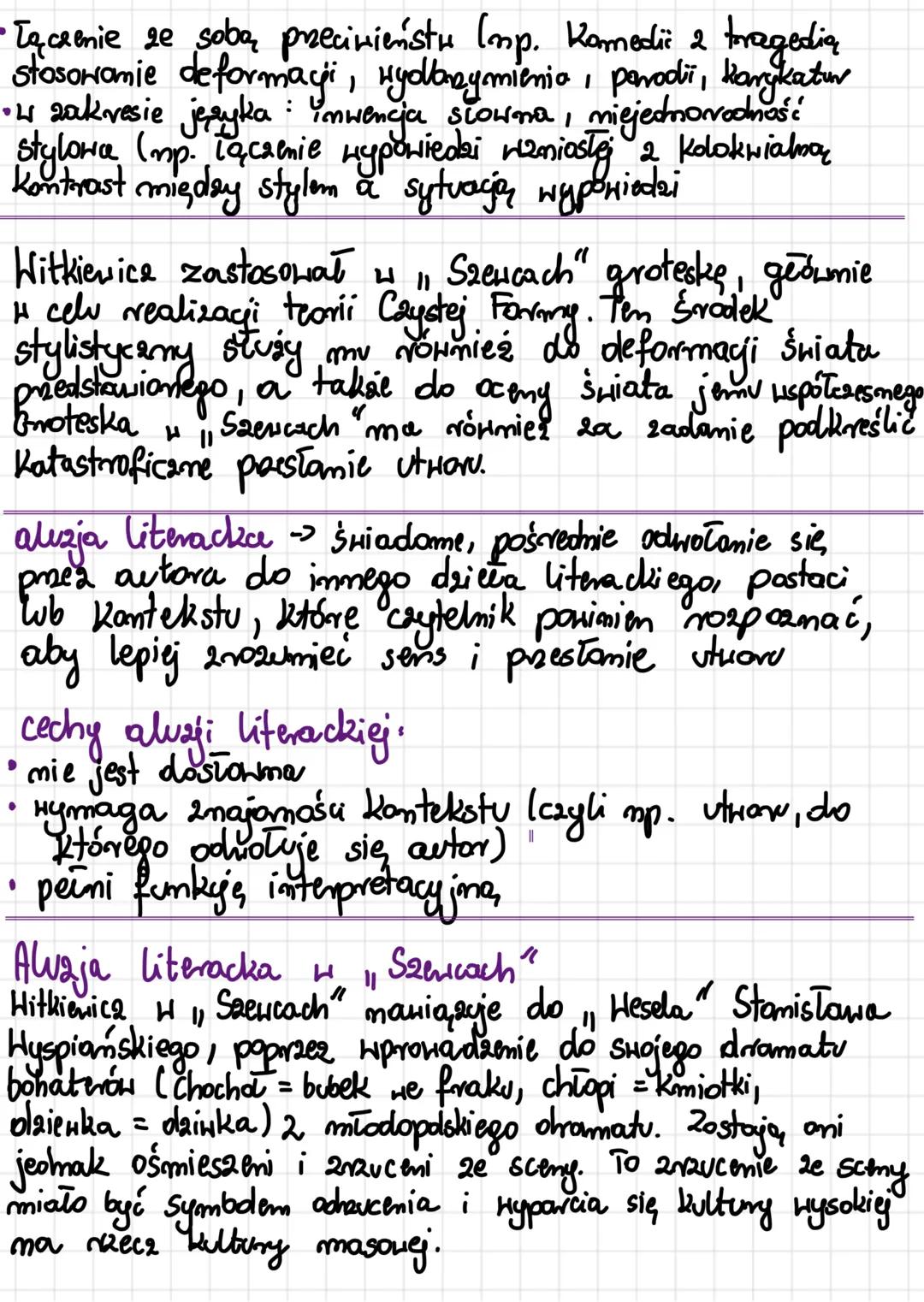 "Szerwcy" Stanisław Ignacy Witkiewicz.
Genera:
Ten dramat jest uznawany za najważniejszy utwór
sceniczny. Powstawał przez siedem lat: od 1