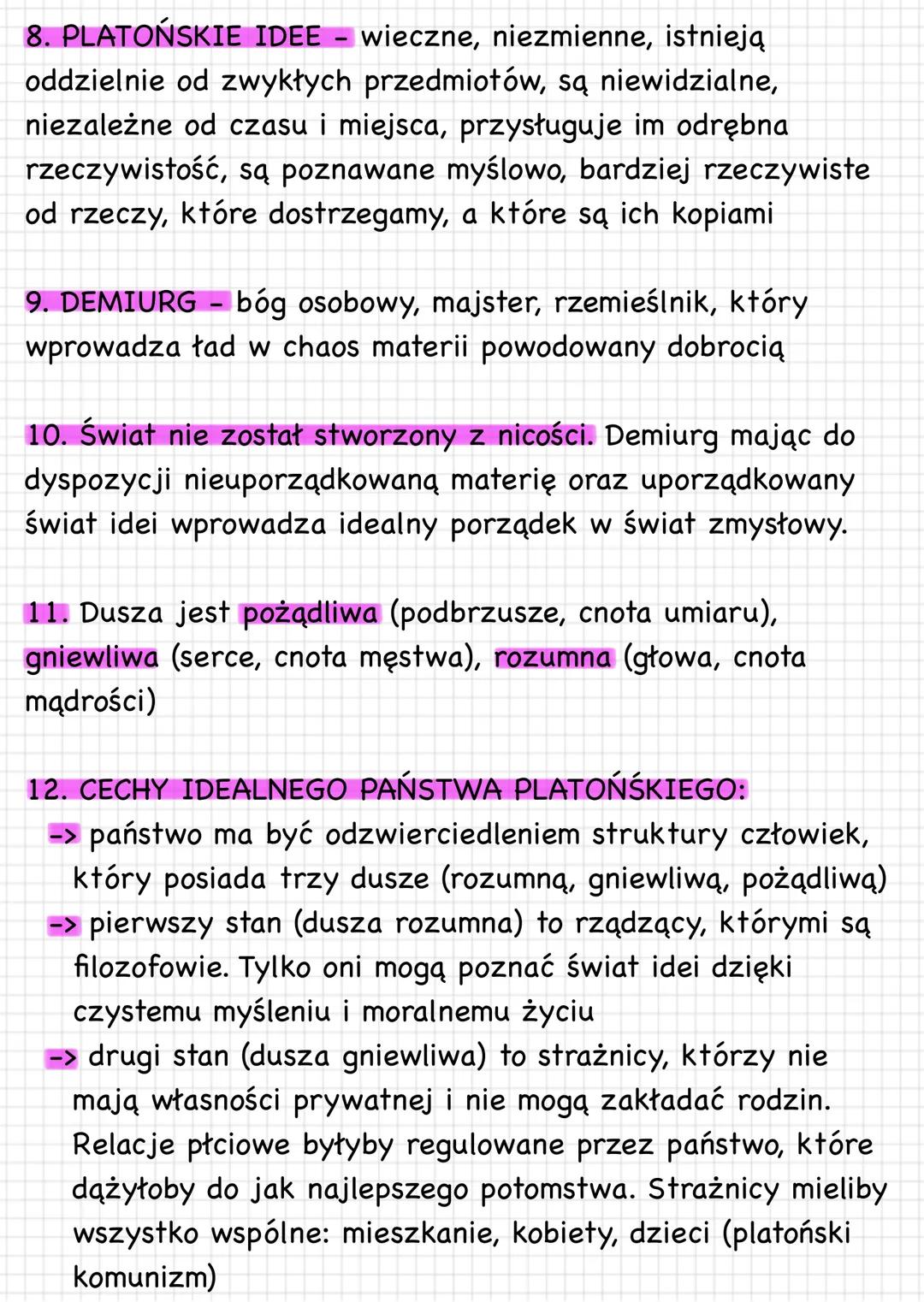 --- OCR Start ---
Platon
1. PLATON - najsłynniejszy uczeń Sokratesa, filozof idei,
uważał, że aby wyjaśnić świat fizyczny należy odwołać się