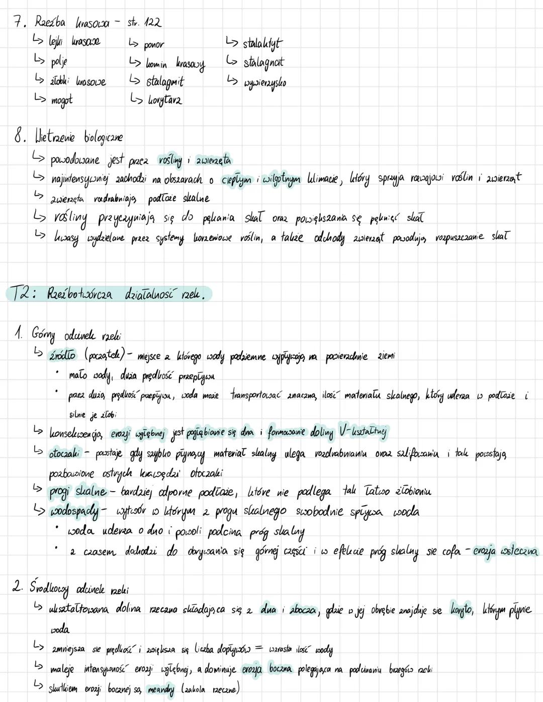 T1: Wietrzenie. Procesy krasowe.
1. Procesy zewnętrzne kształtujące powierzchnie Ziemi:
↳ działalność wiatru
> wietrzenie
↳ działalność zel