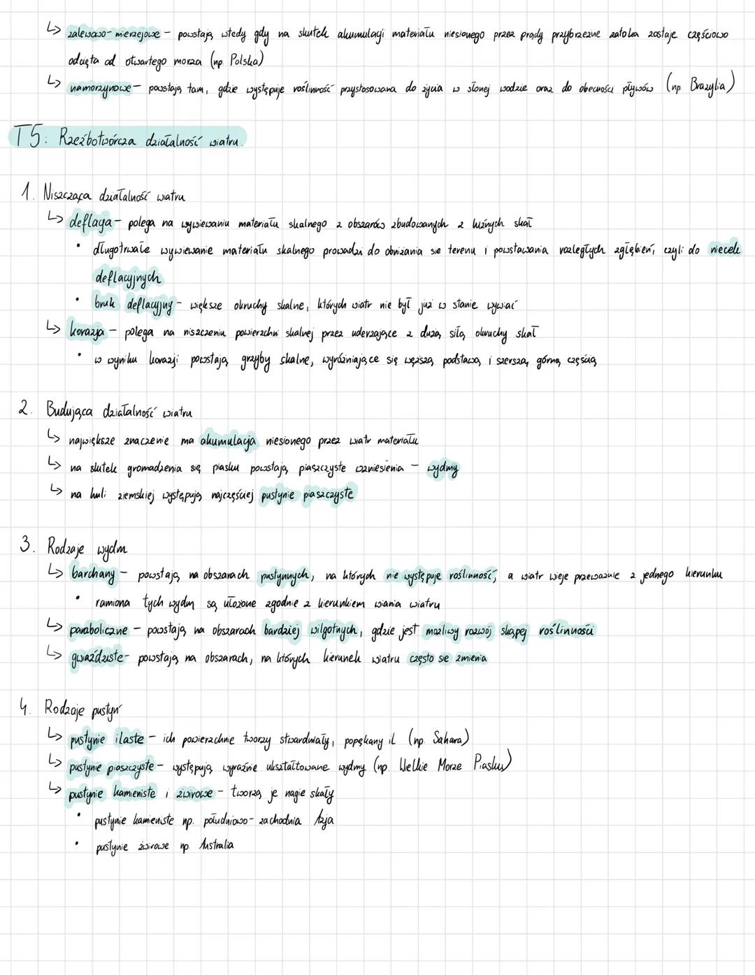 T1: Wietrzenie. Procesy krasowe.
1. Procesy zewnętrzne kształtujące powierzchnie Ziemi:
↳ działalność wiatru
> wietrzenie
↳ działalność zel