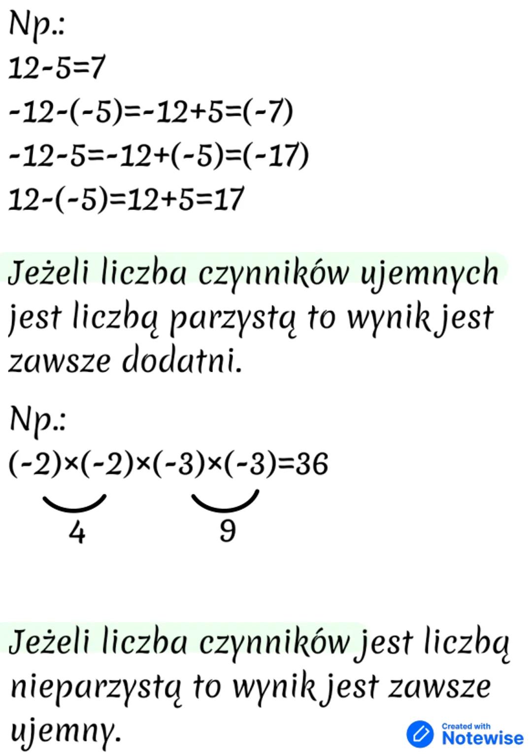 Matematyka
Liczby całkowite
Liczby całkowite np. -99,-27,-5,1,
2,4,5...
Liczby ujemne leżą po lewej
stronie od zera. Np. -6,-38,-89...
Liczb
