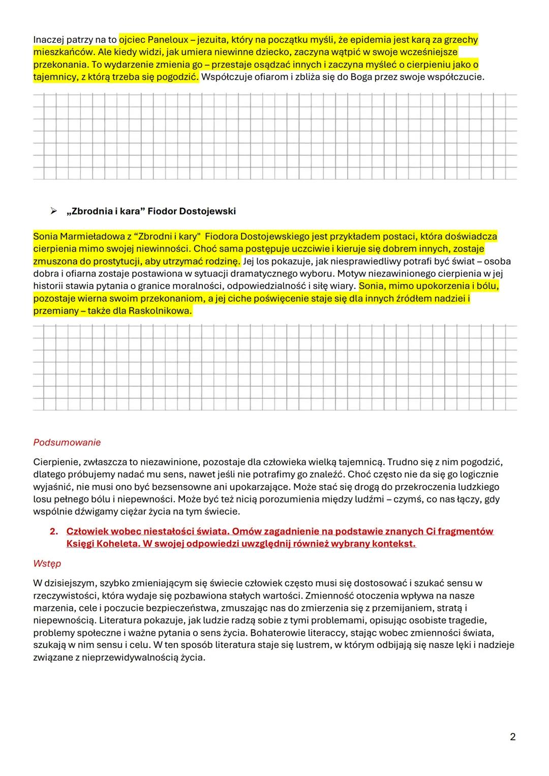 ## PYTANIA JAWNE MATURA 2025
1. Motyw cierpienia niezawinionego. Omów zagadnienie na podstawie znanych Ci fragmentów Księgi
Hioba. W swojej