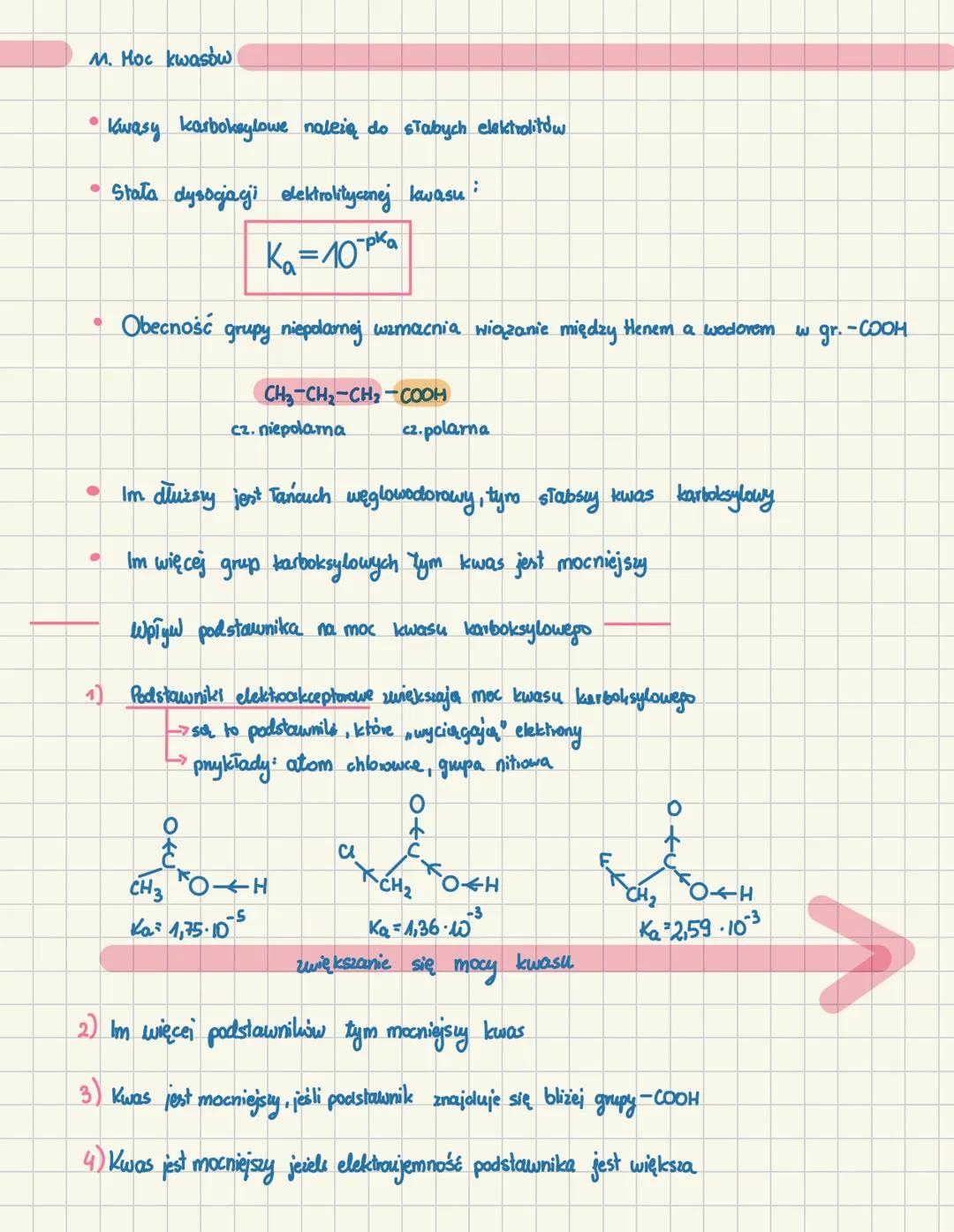 # Kwasy karboksylowe
- Monokarboksylowe
* Zawierają jedną -COOH
- Polikarboksylowe
* Przynajmniej 2 grupy -COOH
1. Budowa cząsteczek