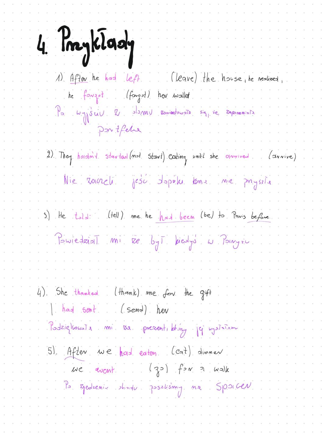 PAST PERFECT漸漸漸
(czas przeszły zaprzeszły to czas, w którym opisujemy są czynności przeszłe
jedną z tych czynności wydarzyła się szybciej
Pa