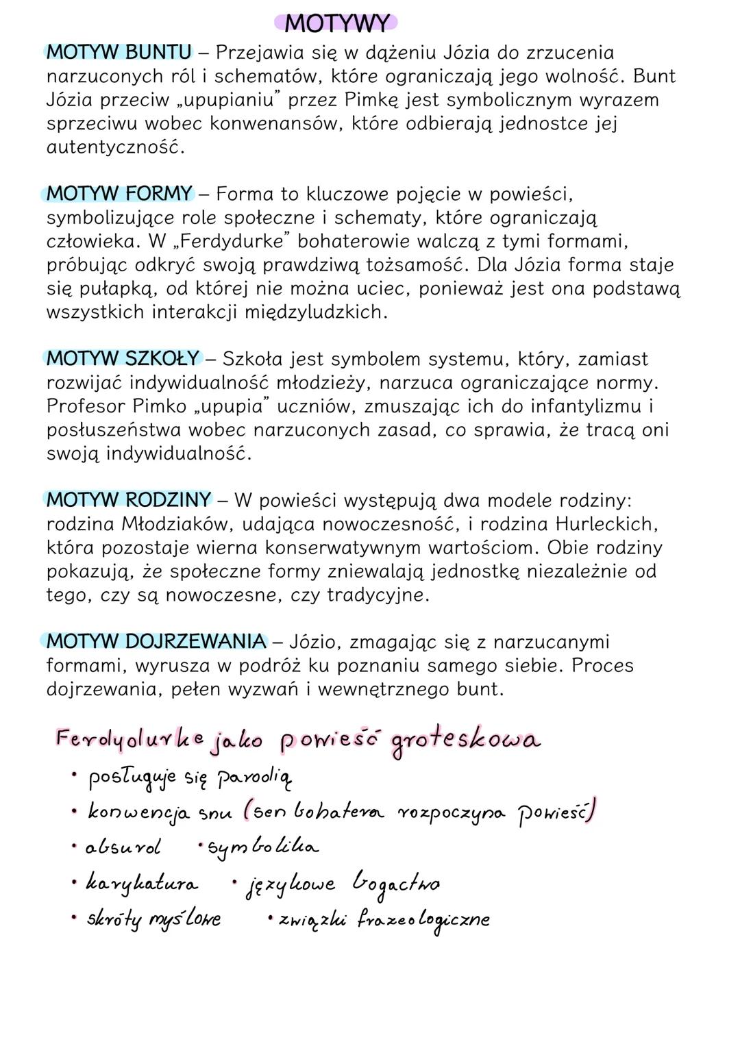 --- OCR Start ---
Witolol Gombrowicz
Ferdydurke
epika, powieść awangardowa, auto tematyczna
dwudziestolecie międzywojenne
GENEZA
Powieść zos