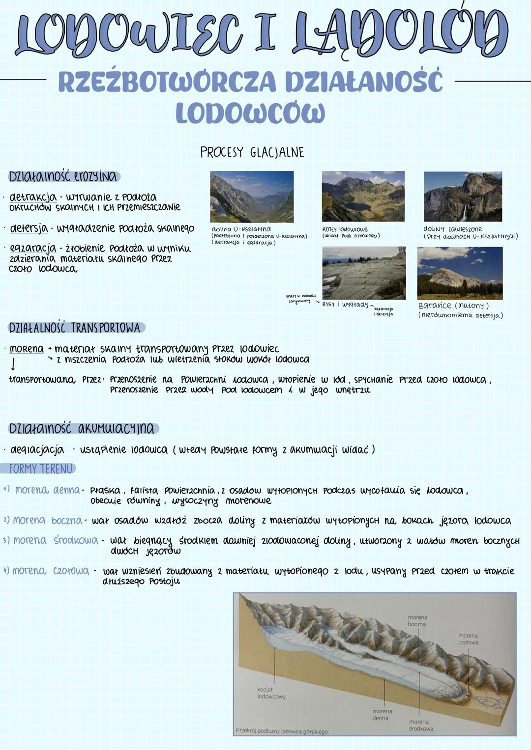 LODOWIEC I LADOLÓD
---
trwałe nagromadzenie lodu. Powstaje na łącząc z przeobrażenia
ogromnych mas śniegu
Aby powstać:
1) Niska temperatura