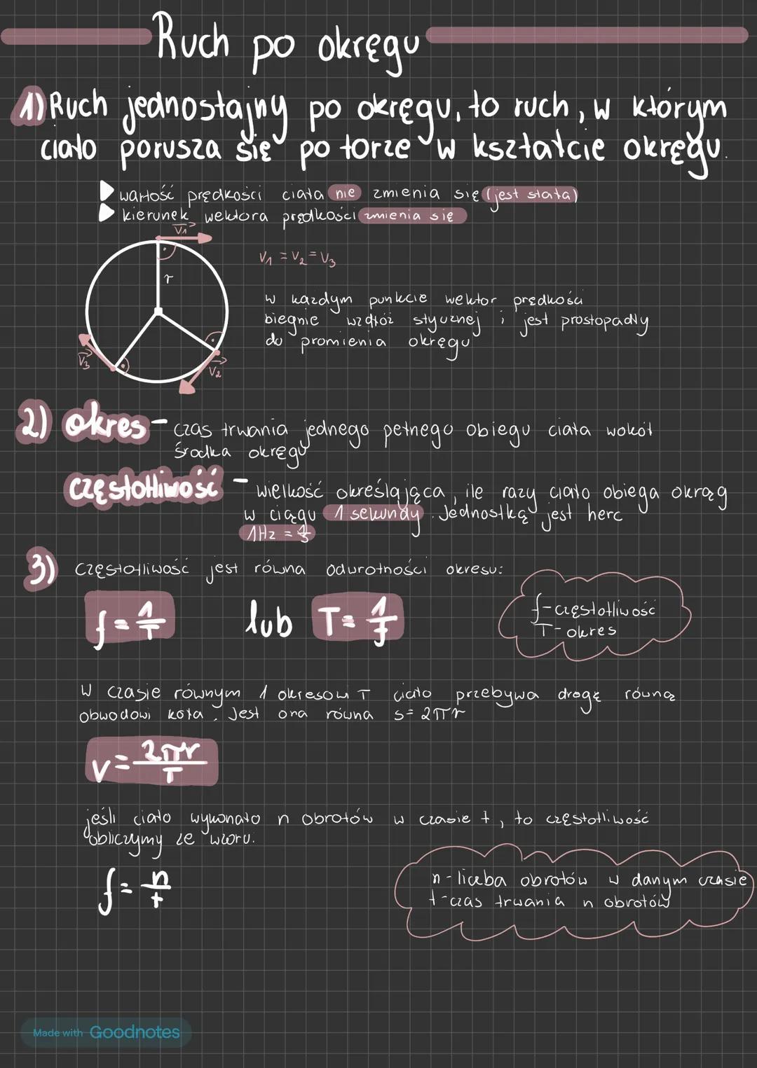 --- OCR Start ---
Ruch po okręgu
1) Ruch jednostajny po okręgu, to ruch, w którym
ciało porusza się po torze w kształcie okręğu.
wartość prę