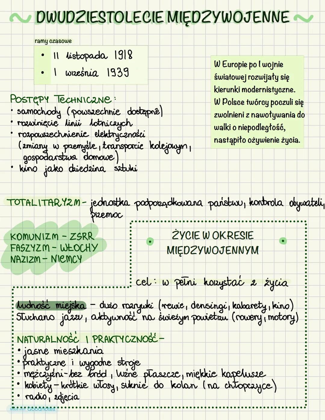 # DWUDZIESTOLECIE MIĘDZYWOJENNE ~
ram
y czasowe
* 11 listopada 1918
* 1 września 1939
POSTĘPY TECHNICZNE:
* samochody (powszechnie dostę