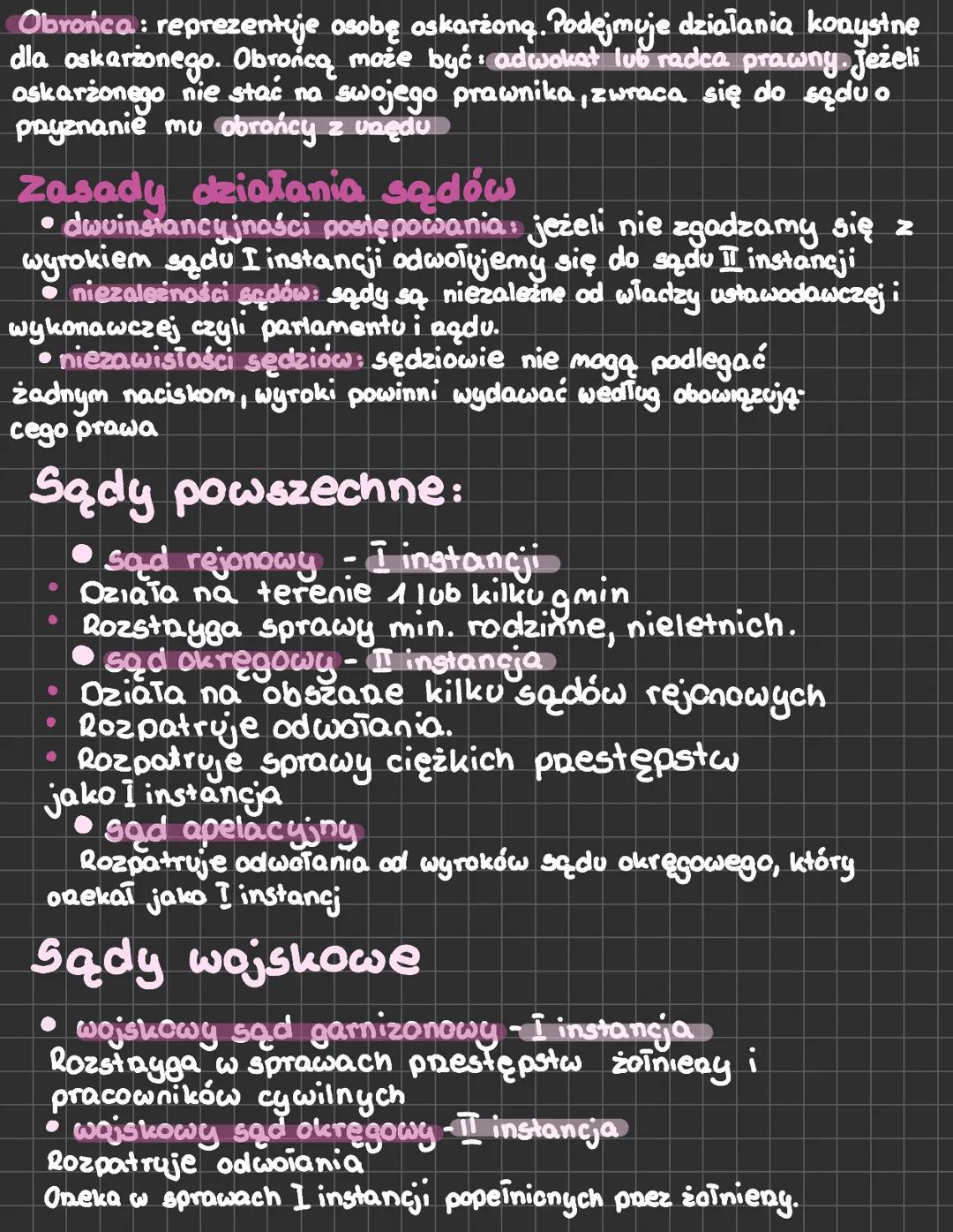 Sądy i Trybunały
Parlament tworzy prawo, natomiast sąd i Prezydent wprowadzają
je w życie.
Sądy
WŁADZA SĄDOWNICZA
• Sąd Najwyższy
• Sądy pow