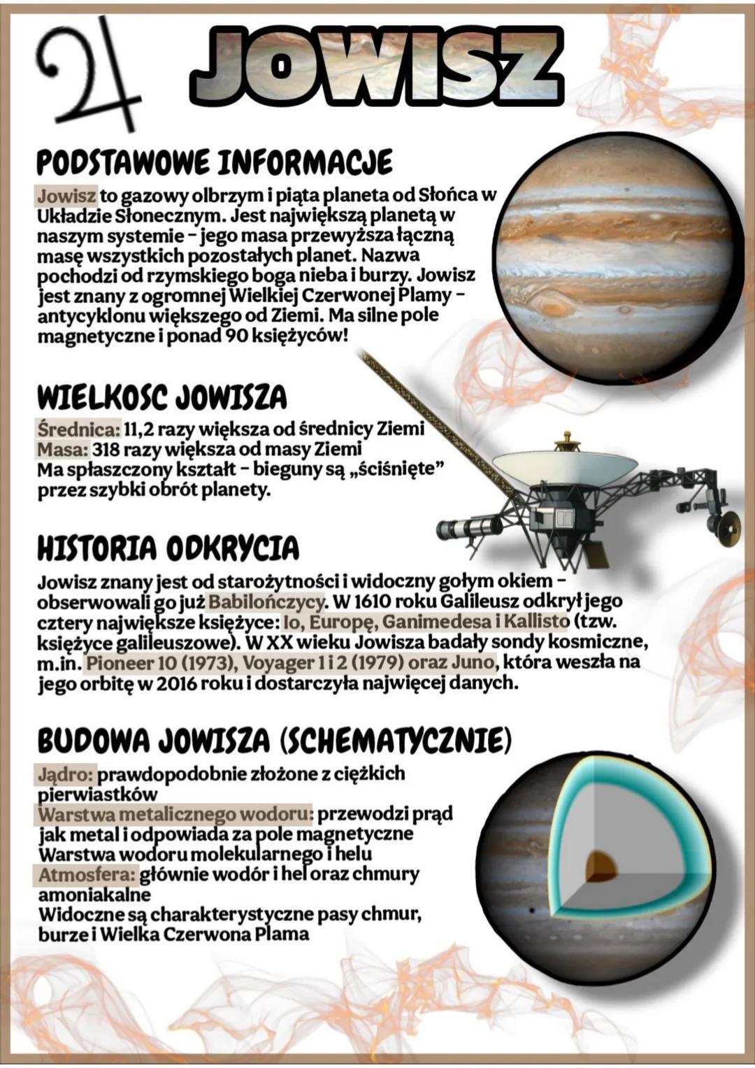 2 JOWISZ
PODSTAWOWE INFORMACJE
Jowisz to gazowy olbrzym i piąta planeta od Słońca w
Układzie Słonecznym. Jest największą planetą w
naszym sy