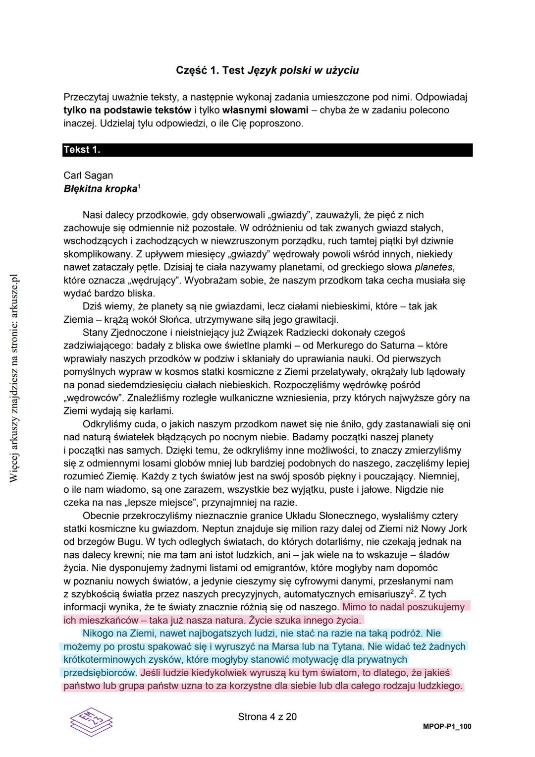 Więcej arkuszy znajdziesz na stronie: arkusze.pl
CENTRALNA
KOMISJA
EGZAMINACYJNA
WYPEŁNIA ZDAJĄCY
KOD
PESEL
Egzamin maturalny
Arkusz zawiera