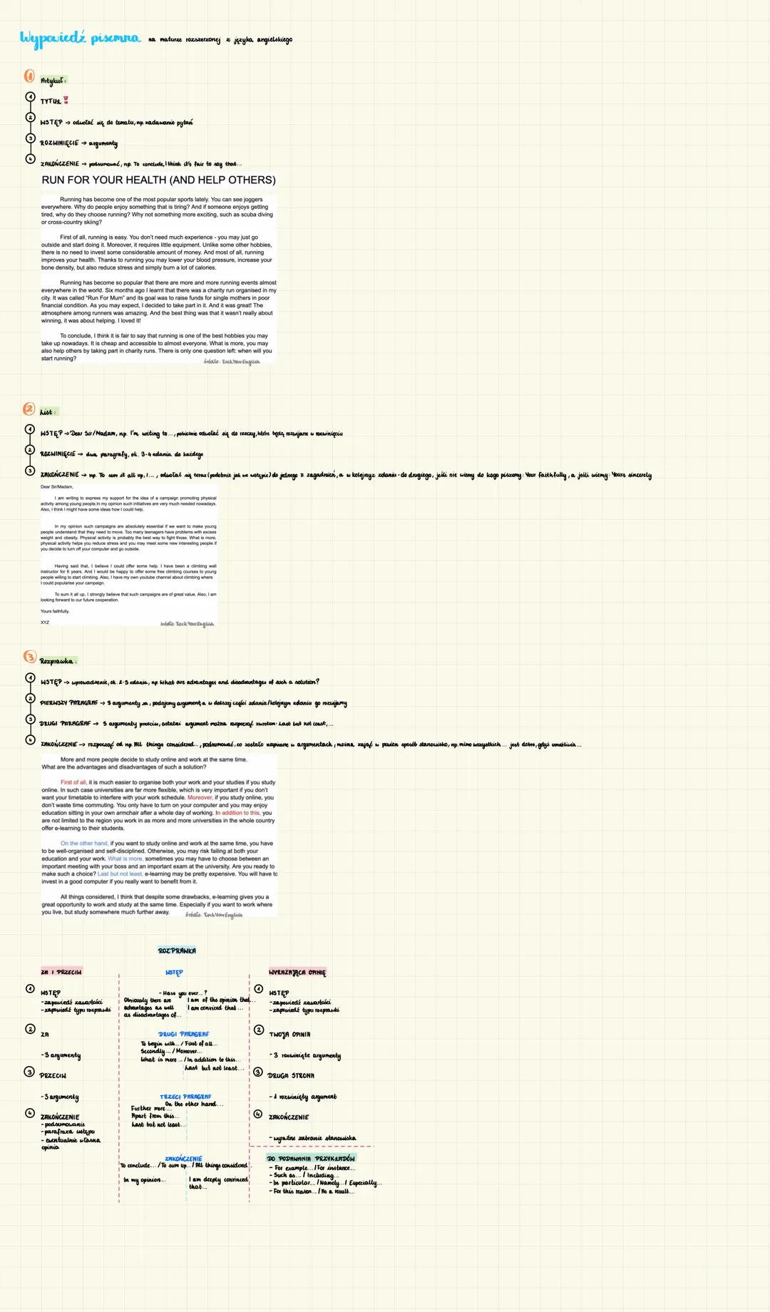## Wypowiedź pisemna
### Tytuł:
### Hipoteza:
### Teza:
### Argumentacja:
## RUN FOR YOUR HEALTH (AND HELP OTHERS)
Running has become