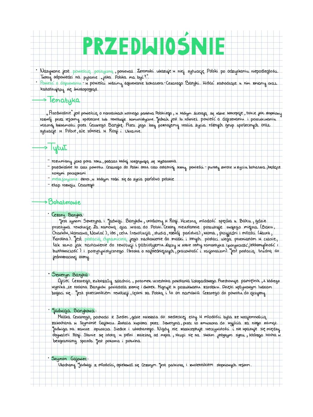 Przedwiośnie notatka maturalna
