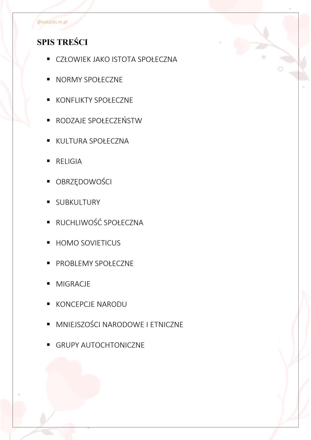 # MATURA Z WOSU
SPÓŁECZEŃSTWO I NARÓD
2025/2026 ROK
OPRACOWANA PODSTAWA PROGRAMOWA CKE
@notatki.m.pl @notatki.m.pl
SPIS TREŚCI
■ CZŁOWIEK