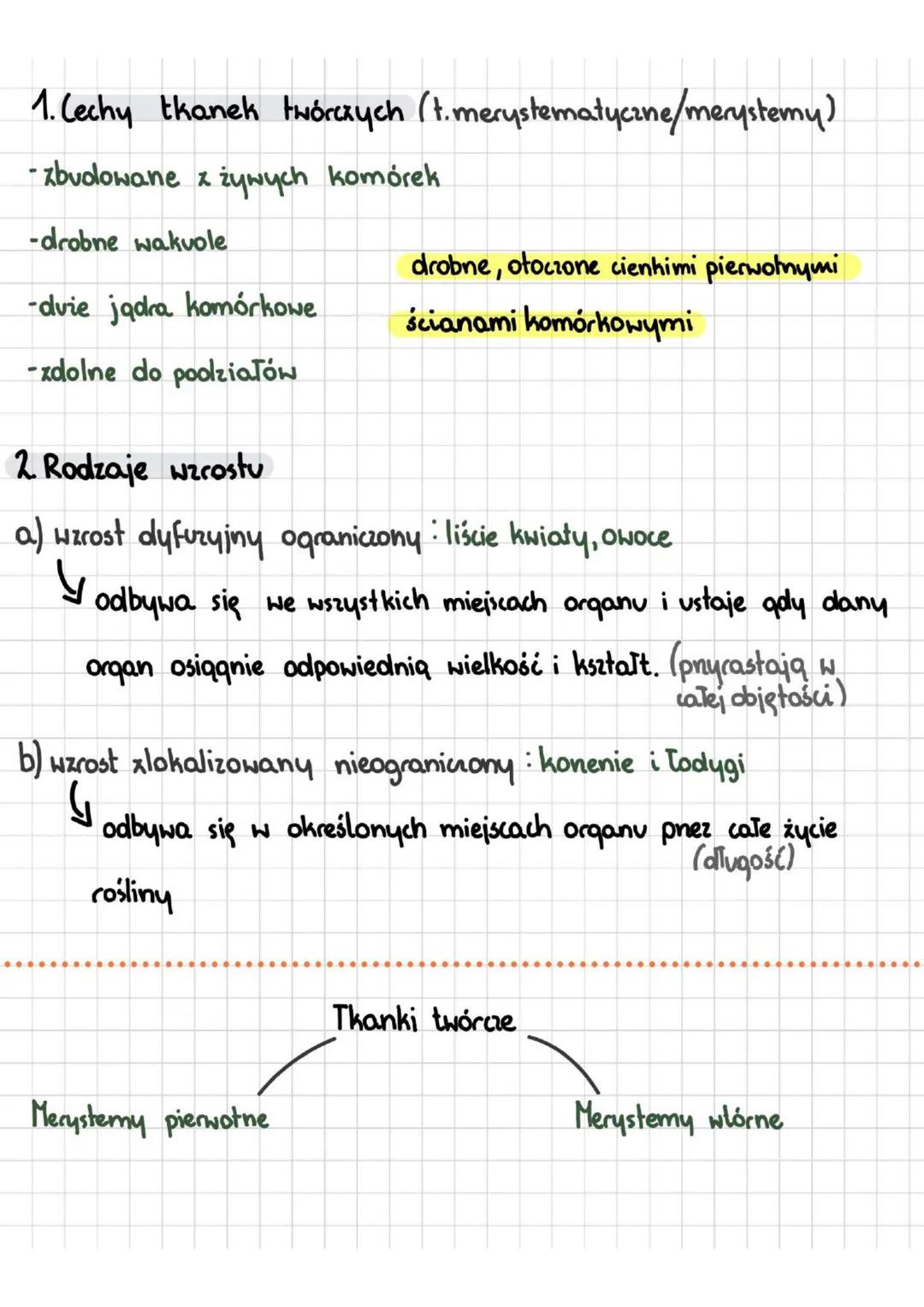 TKANKI ROSLINNE
Tkanka - zespół komórek O wspólnym pochodzeniu i podobnej
budowie, współpracujących ze sobą w pełnieniu określonych funkcji