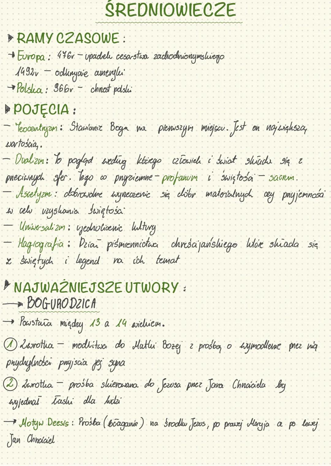 SREDNIOWIECZE
►RAMY CZASOWE:
Europa: 476r-upadek cesarstwa zachodniorzymskiego
1492r- odkrycie ameryki
Polska: 966r- chrzest polski
►POJĘCIA