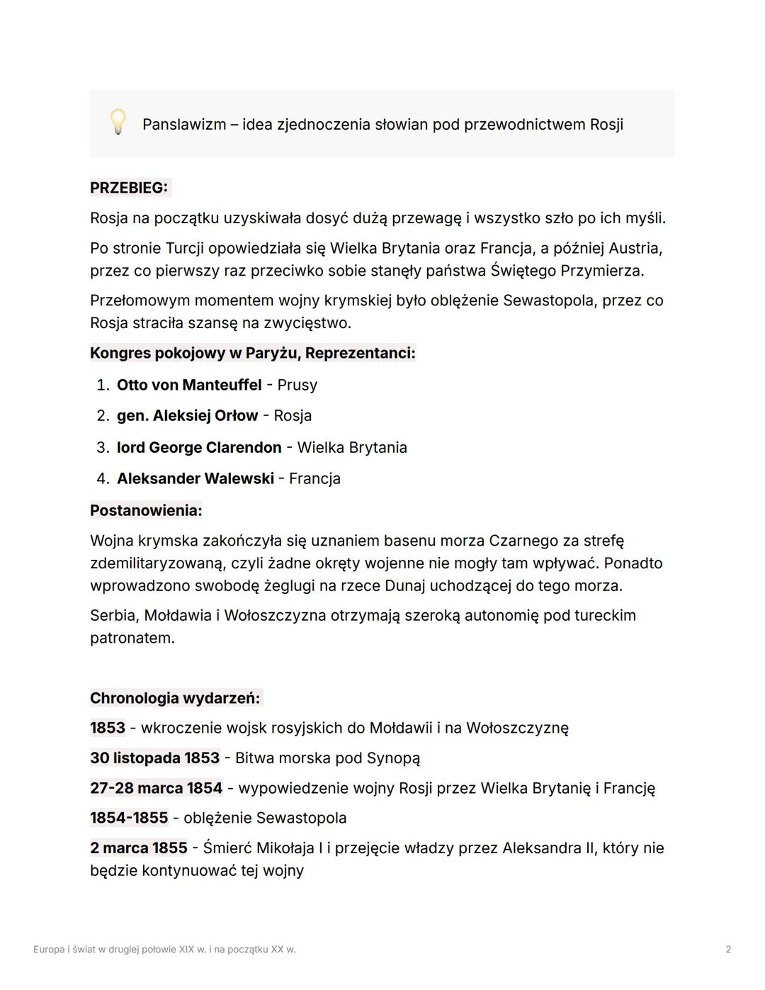 Europa i świat w drugiej połowie
XIX w. i na początku XX w.
WOJNA KRYMSKA lata 1853-1856
Polityka zagraniczna Mikołaja I (wprowadzenie)
Chęć