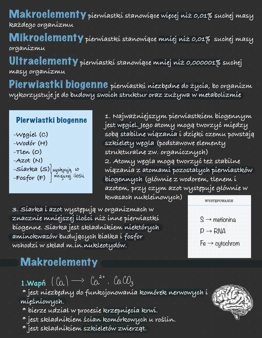 Makroelementy pierwiastki stanowiące więcej niż 0,01% suchej masy
każdego organizmu
Mikroelementy pierwiastki stanowiące mniej niż 0,01% su