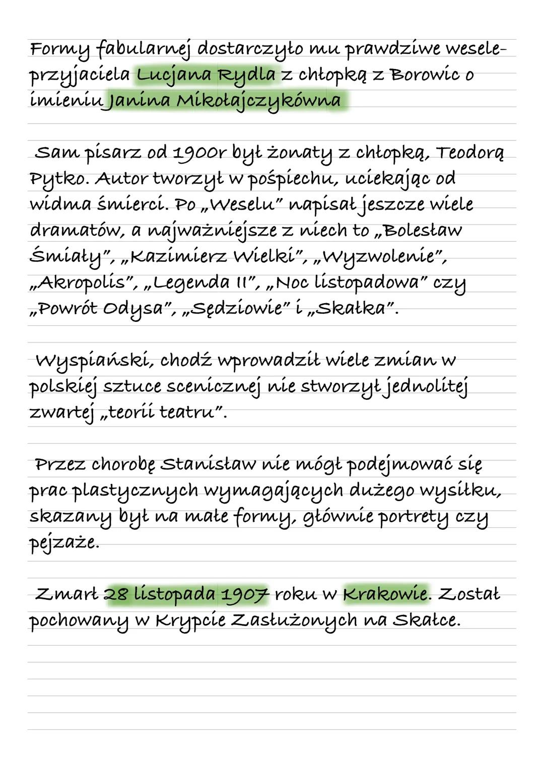 STANISŁAW
WYSPIAŃSKI
biografia
urodzony 15 stycznia 1869 roku w Krakowie, po
śmierci brata í matki w 1875 i 1876 roku.
Stanisław zostaje zaa